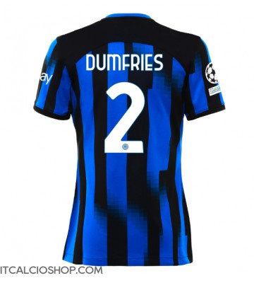 Inter Milan Denzel Dumfries #2 Prima Maglia Femmina 2023-24 Manica Corta